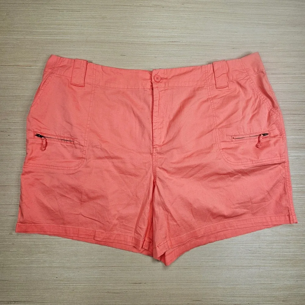 St Johns Bay‎ Cargo Shorts Women 24W Stretch Coral Stretch Pockets NEW